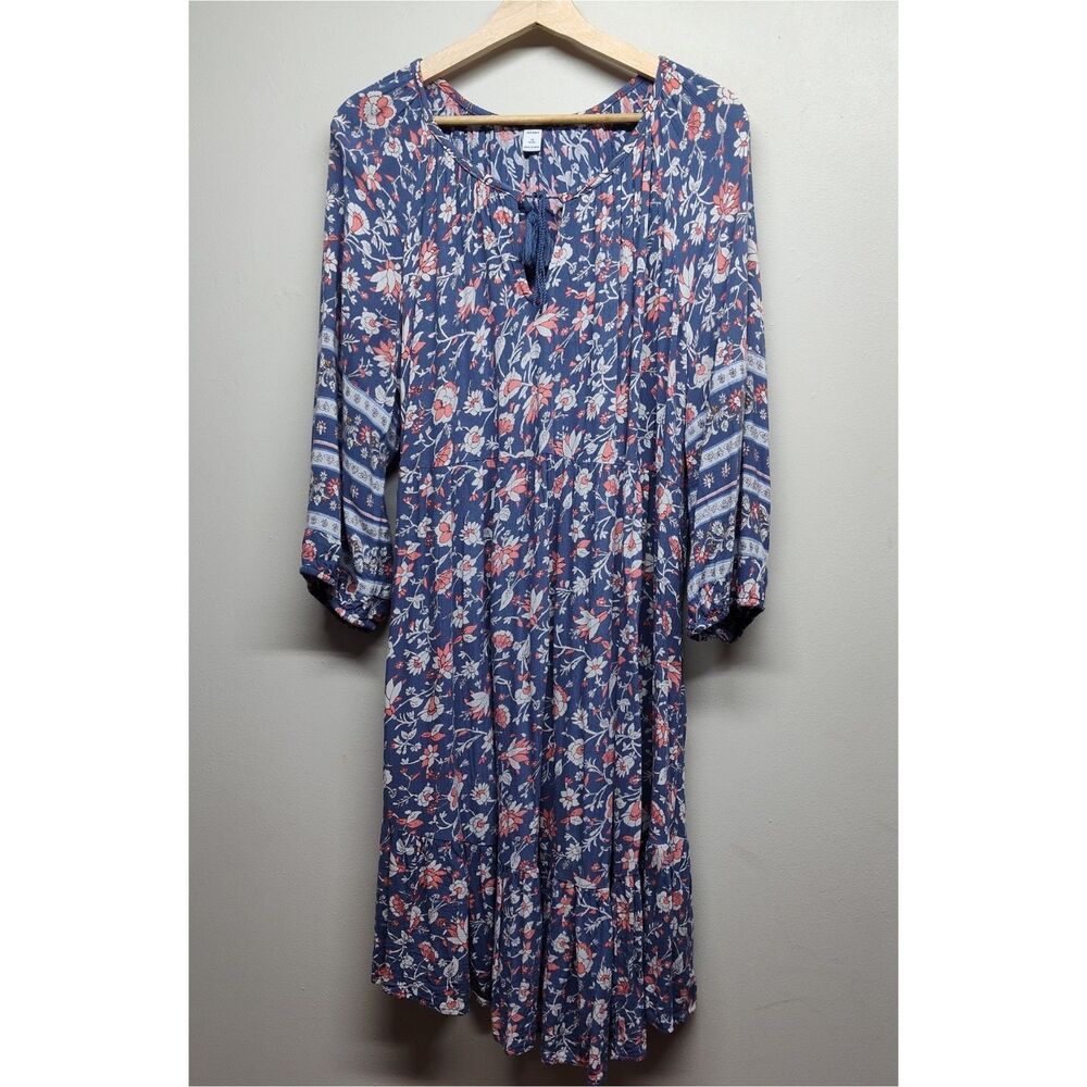 Old Navy Mini Dress Women Plus 1X Blue Floral Long Sleeve Romantic Feminine